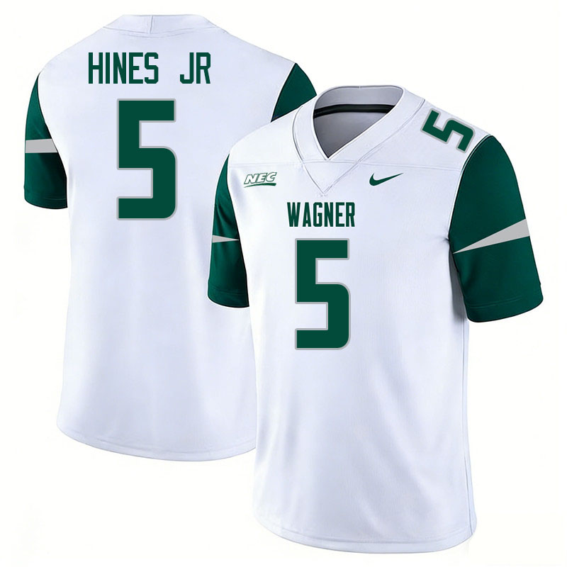 Wagner Seahawks #5 Andre Hines Jr College Football Jerseys,Uniforms Stitched-White